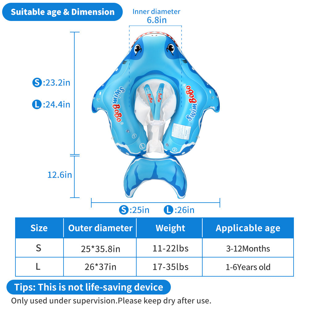 Swimbobo Opblaasbare Baby Zwemring met Luifel & Staart (3 maanden - 6 Jaar)