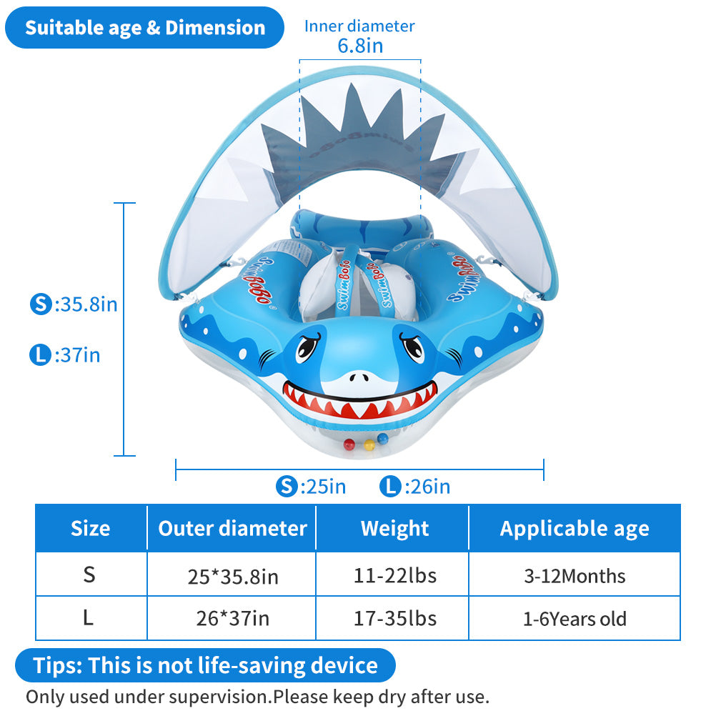 Swimbobo Opblaasbare Baby Zwemring met Luifel & Staart (3 maanden - 6 Jaar)