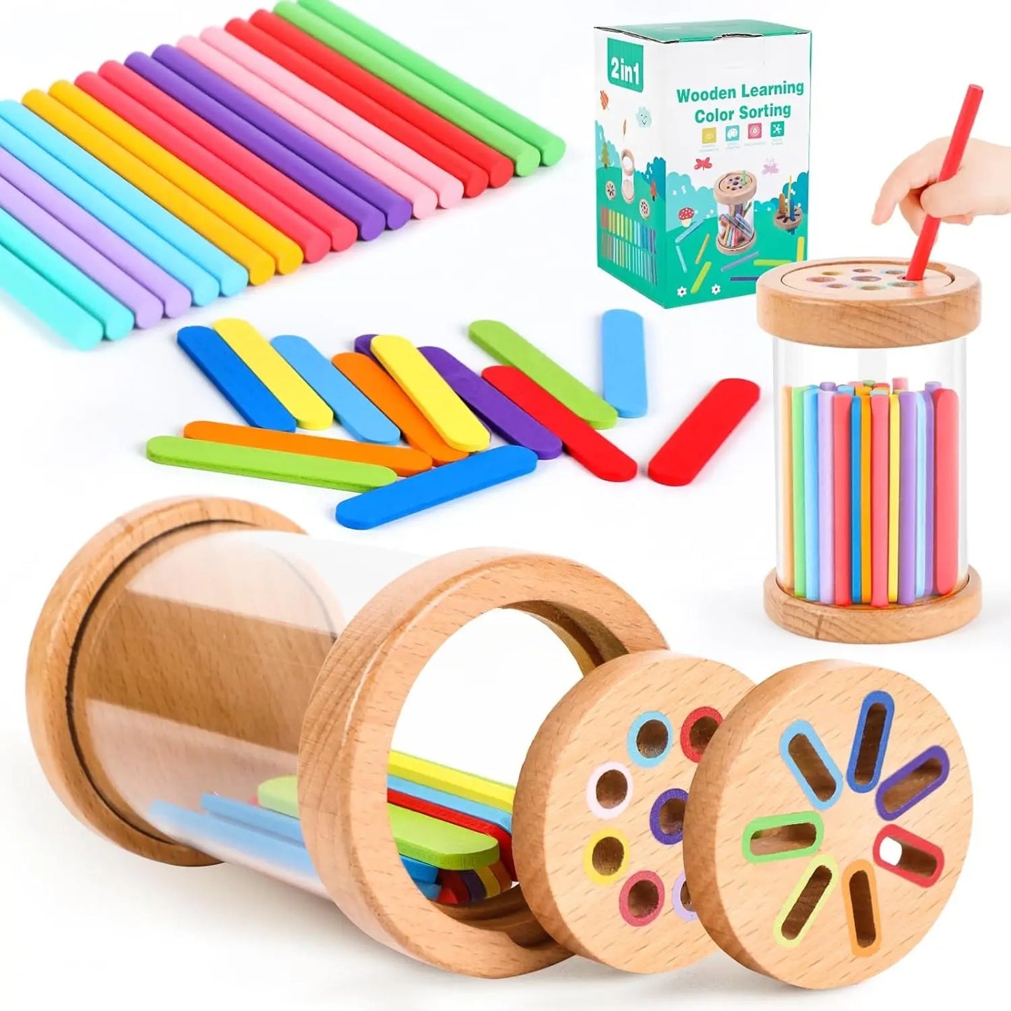 Montessori Houten Speelgoed | Kleursortering & Fijne Motoriek | 1-3 jaar