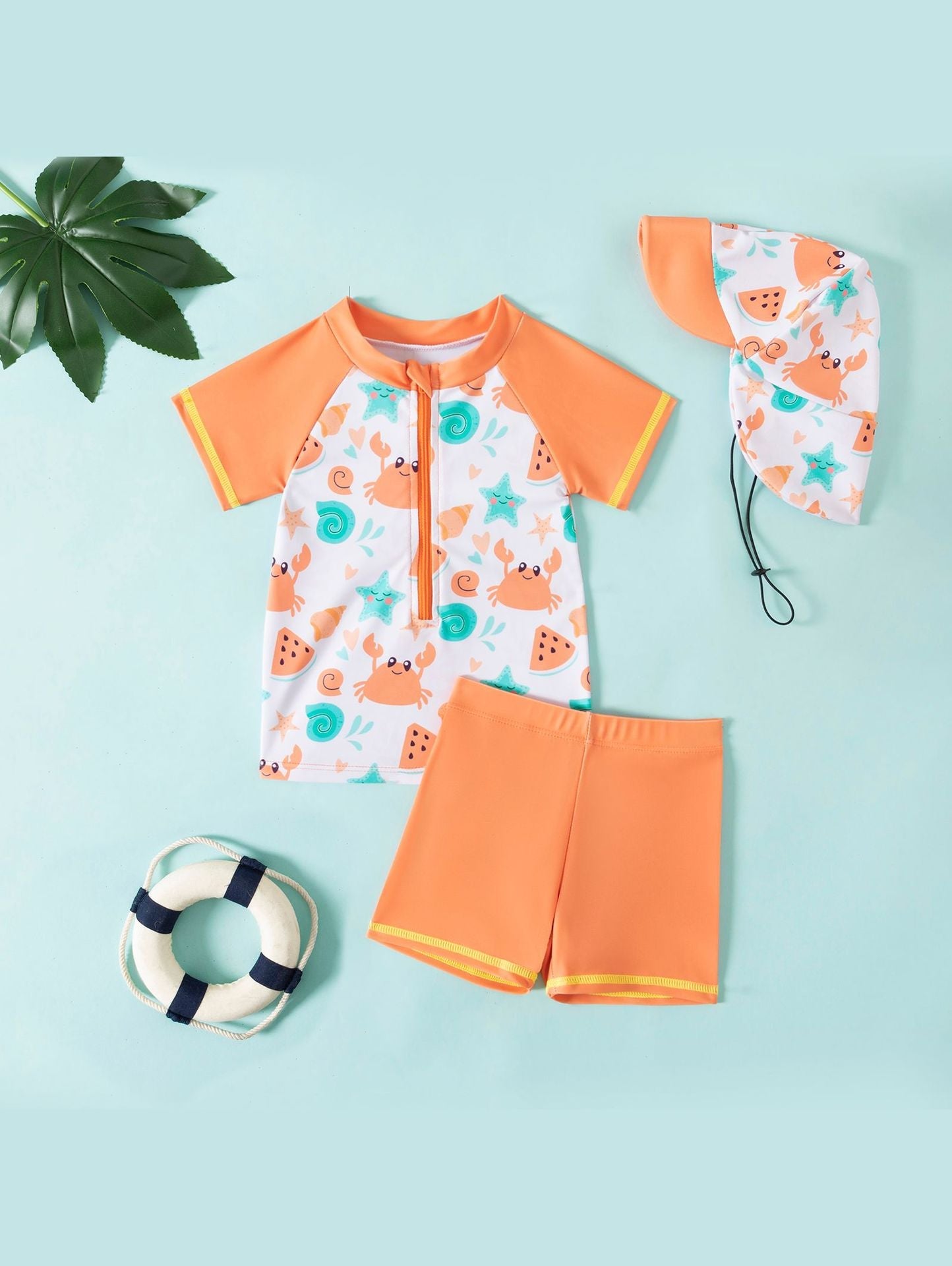 ๐ 3-Delig Zwempak voor Baby's en Peuters met Afneembare Hoed (3 Mnd - 4 Jr) (100% off)